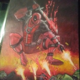 Deadpool Painting On Canvas, Ashley Everett