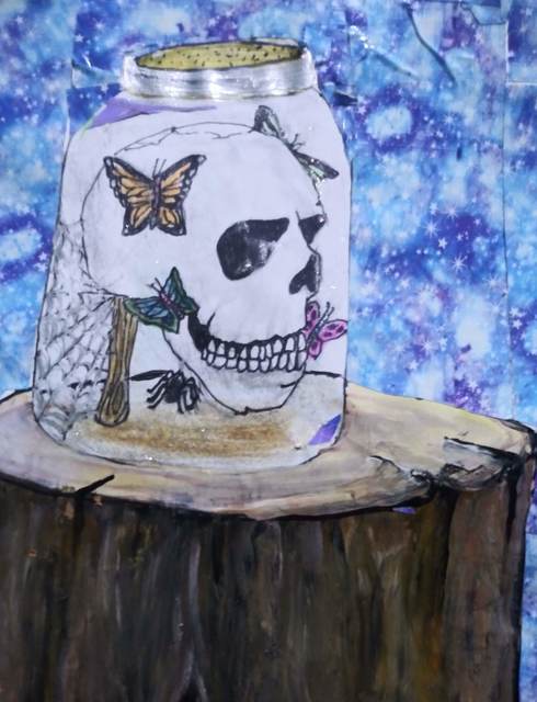 Artist Ashley Everett. 'Skull Acrylic Painting' Artwork Image, Created in 2019, Original Painting Acrylic. #art #artist