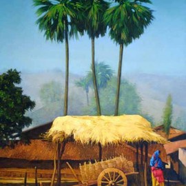 Ashok Khant: 'natural beauty', 2006 Oil Painting, Figurative. Artist Description:  rural life ...