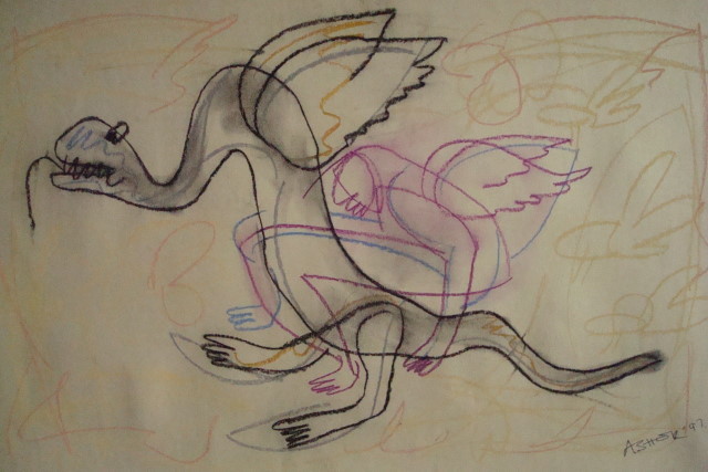 Artist Ashok Kumar. 'FlyingStranger' Artwork Image, Created in 2000, Original Drawing Pencil. #art #artist