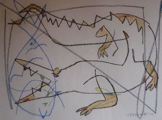Ashok Kumar: 'crocodile', 2007 Pencil Drawing, Abstract Figurative.  crocodile ...