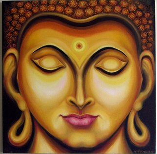Ashok Revankar: 'Gautam Buddhas Face', 2016 Oil Painting, Portrait.  Tille Gautam buddhas face ...