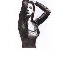 Jamie Shelton: 'Patricia', 1982 Charcoal Drawing, Portrait. Artist Description: A charcoal rendering of actress Patricia Morrison. The work was originally part of a series of light & composition sketch studies that the artist did in preparation for larger, more complex charcoal work. ...