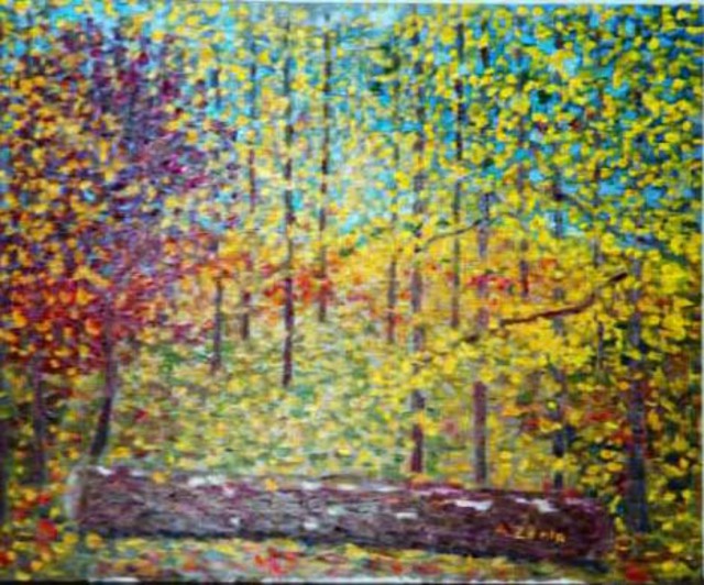Artist Aurelio Zerla. 'Fall Day At Misty Mount' Artwork Image, Created in 2002, Original Painting Acrylic. #art #artist