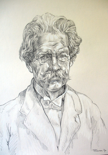 Artist Austen Pinkerton. 'ALBERT SCHWEITZER' Artwork Image, Created in 2006, Original Painting Ink. #art #artist