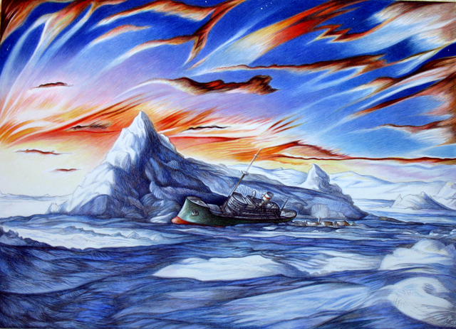 Artist Austen Pinkerton. 'Arctic Wastes' Artwork Image, Created in 2009, Original Painting Ink. #art #artist