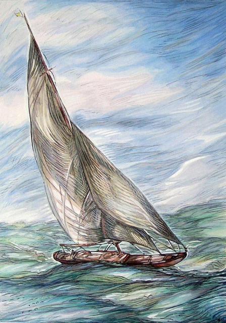 Artist Austen Pinkerton. 'At Sea' Artwork Image, Created in 2005, Original Painting Ink. #art #artist