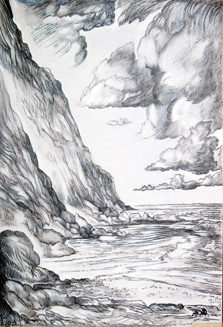 Artist Austen Pinkerton. 'Coastline' Artwork Image, Created in 2010, Original Painting Ink. #art #artist