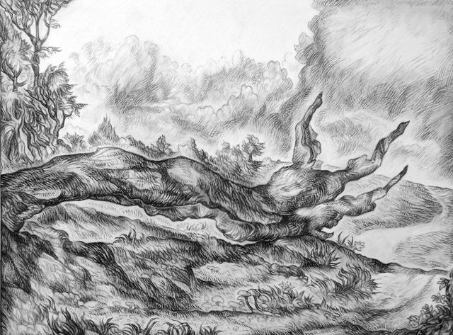 Artist Austen Pinkerton. 'FALLEN TREE TRUNK' Artwork Image, Created in 2013, Original Painting Ink. #art #artist