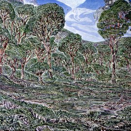 Austen Pinkerton: 'Forest Glade', 1991 Acrylic Painting, Landscape. 