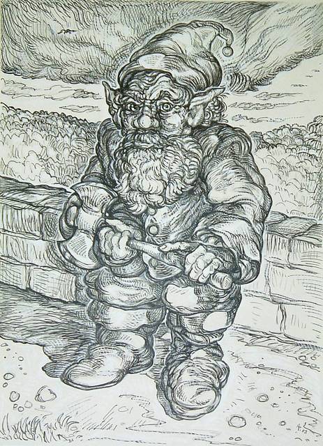 Artist Austen Pinkerton. 'Gnome' Artwork Image, Created in 2003, Original Painting Ink. #art #artist