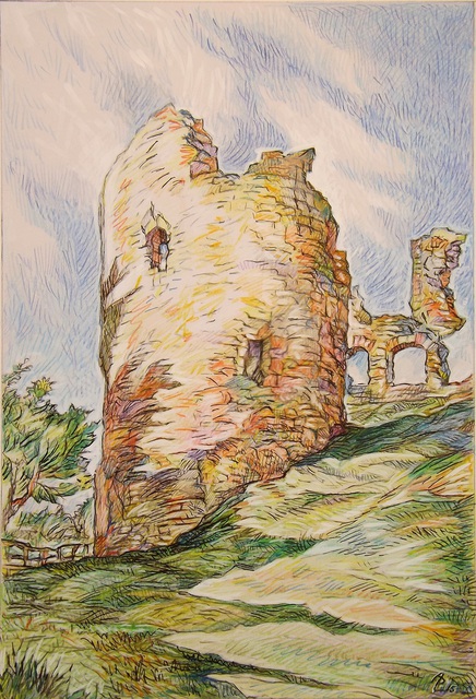 Austen Pinkerton  'NARBERTH CASTLE', created in 2015, Original Painting Ink.