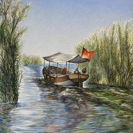 Austen Pinkerton: 'On the Dalyan River', 2006 Acrylic Painting, Landscape. 