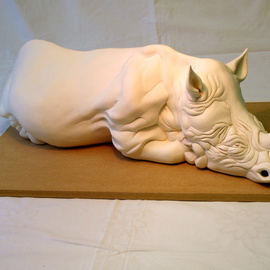 Austen Pinkerton: 'RECUMBENT RHINOCEROS', 2010 Ceramic Sculpture, Other. 