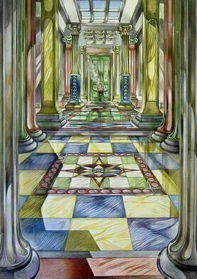 Austen Pinkerton: 'ROMAN INTERIOR', 2001 Watercolor, Interior. 