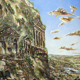 Austen Pinkerton: 'Rocktombs', 2007 Ink Painting, Landscape. 