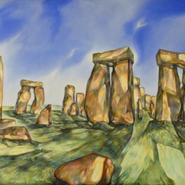 Austen Pinkerton: 'StoneHenge', 2016 Acrylic Painting, Landscape. Artist Description:         standing stones ancient mystery landscape prehistoric   ...
