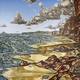 Austen Pinkerton: 'Stranger on the Shore', 2001 Acrylic Painting, Landscape. 