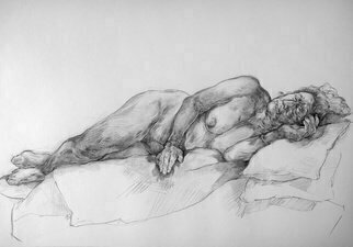 Austen Pinkerton: 'dorothy number one', 2019 Crayon Drawing, Life. Life drawing of Dorothy, in her 70 s, at Narberth Museum Life Drawing Group, Wales, U. K. ...