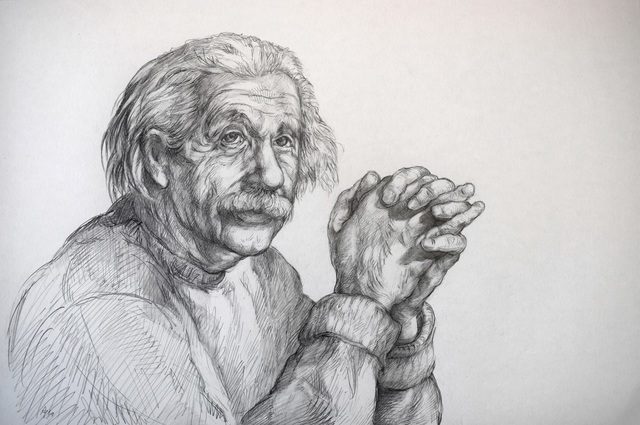 Artist Austen Pinkerton. 'Einstein' Artwork Image, Created in 2019, Original Painting Ink. #art #artist