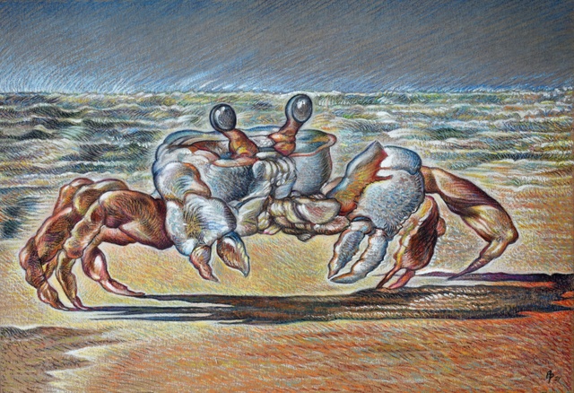 Artist Austen Pinkerton. 'Ghost Crab' Artwork Image, Created in 2021, Original Painting Ink. #art #artist