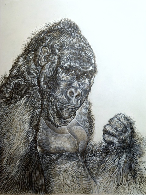Artist Austen Pinkerton. 'Gorilla' Artwork Image, Created in 2017, Original Painting Ink. #art #artist