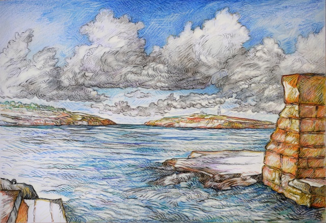 Austen Pinkerton  'St Pauls Bay Malta', created in 2021, Original Painting Ink.