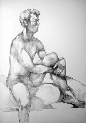 Austen Pinkerton: 'stephen number one', 2020 Pencil Drawing, Life.  Stephen Number One , Narberth Museum,  Narberth, Wales, UK  Life Drawing Group last Friday 14th February, Pencil and Blender, 40 x 50 cm...