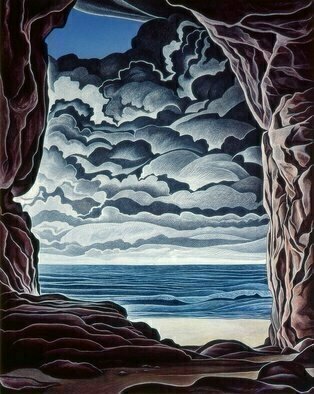 Austen Pinkerton: 'the cave', 1982 Acrylic Painting, Landscape. 