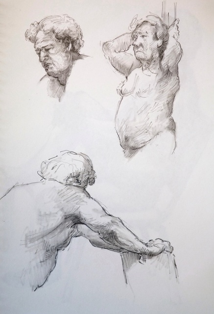 Austen Pinkerton  'Three Studies Of John', created in 2019, Original Painting Ink.
