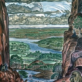 Austen Pinkerton: 'trouble in paradise', 1985 Acrylic Painting, Landscape. 