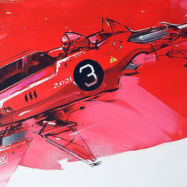Ilya Avakov: 'future racer', 2020 Oil Painting, Technology. Artist Description: Painting named aEURoeFuture RaceraEUR or Future  Santa Klaus  Acrylic on canvas 2020...
