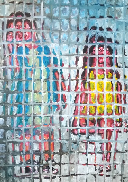 Paolo Avanzi  'Couple Of Children', created in 2020, Original Painting Oil.