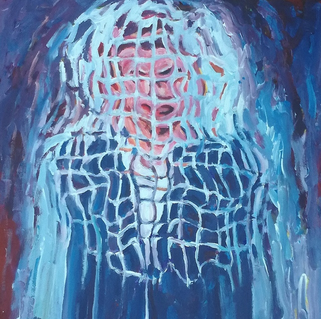 Paolo Avanzi  'Man Dressed In Blue', created in 2019, Original Painting Oil.