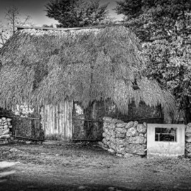 Andrew Xenios: 'Casa de Lorenzo', 2012 Black and White Photograph, Representational. Artist Description:   A Mayan house called a 'chozo' built by Lorenzo 85 years ago.  Lorenzo is 100 years old and live alone in his home.   ...