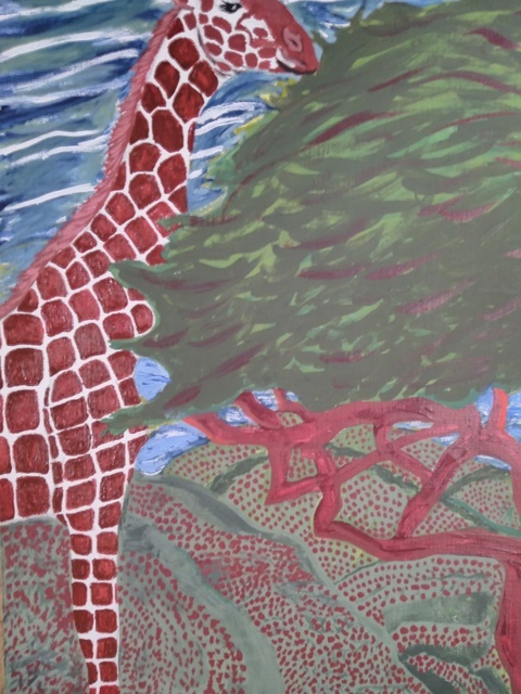 Artist Bryan Davis. 'The Giraffe Vs The Tree' Artwork Image, Created in 2019, Original Painting Oil. #art #artist