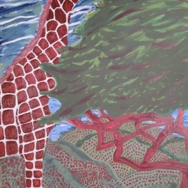 Bryan Davis: 'the giraffe vs the tree', 2019 Acrylic Painting, Wildlife. Artist Description: I love Giraffes and I thought about the one that I saw as a kid and I thought about it eating out of a Tree and the rest was history.  I used Acrylic paint. ...