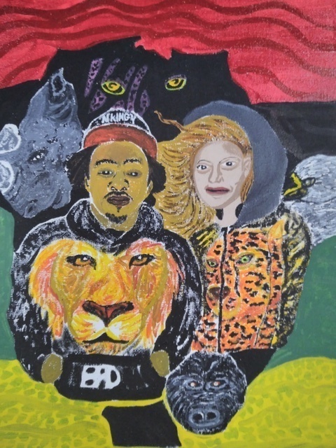 Bryan Davis  'The King The Queen The Jungle', created in 2019, Original Painting Oil.