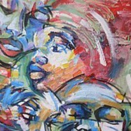 Ben Adedipe: 'Faces', 2013 Acrylic Painting, People. Artist Description:     African people, people, rain, umbrella rejoice, joy           ...