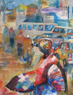 Ben Adedipe: 'Going home', 2013 Acrylic Painting, People.    An African woman, going home, trader, market woman   ...
