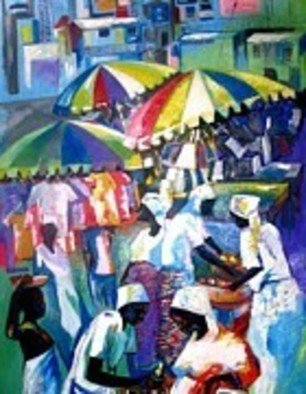 Ben Adedipe: 'Market place', 2013 Acrylic Painting, People.    African women, traders, market women      ...