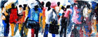Ben Adedipe: 'Migration', 2013 Acrylic Painting, People.           Street, African people, people, joyful, landscape rejoice, joy, Market, shops                 ...