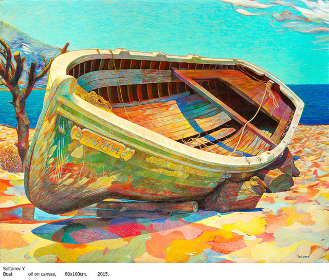 Yury Sultanov  'Boat   ', created in 2015, Original Painting Oil.