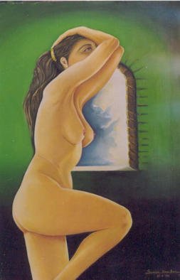 Samer- Bani: 'soft-curves', 1999 Oil Painting, nudes. A standing nude blessed with a creative beauty and contentment....