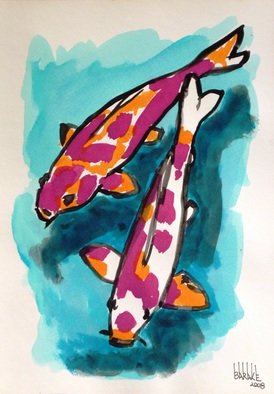 Claudio Barake: 'KOI CARPS', 2008 Watercolor, Fish.  ORIGINAL WATERCOLOR ON CANSON PAPER. ...