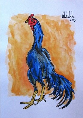 Claudio Barake: 'ROOSTER', 2013 Watercolor, Birds.     ORIGINAL WATERCOLOR ON CANSON PAPER.  ORIGINAL WATERCOLOR ON CANSON PAPER.  ...