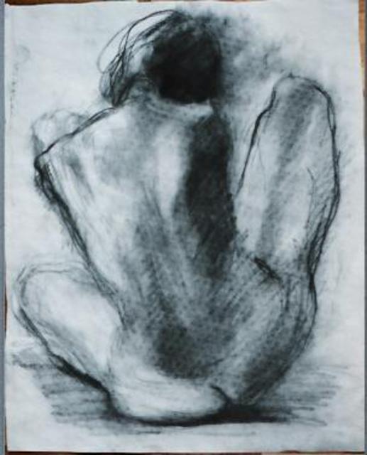 Barbara Macdougall  'Seated Model From Behind', created in 1993, Original Drawing Charcoal.