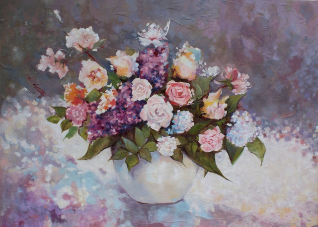 Barbara Makowska  'Bouquet Of Flowers', created in 2016, Original Painting Oil.