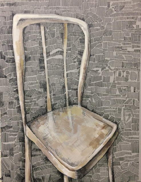 Otar Chakvetadze  'White Chair', created in 2018, Original Drawing Marker.