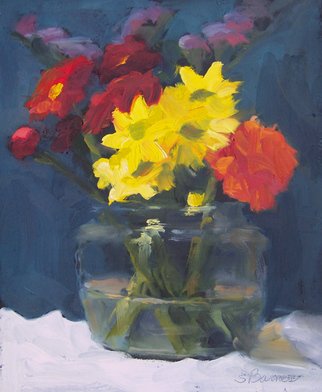 Susan Barnes: 'Flowers in Glass', 2009 Oil Painting, Still Life. 